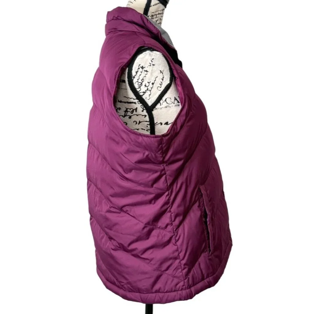 Lands End Womens Size L Petite Quilted Down Puffer Vest Gray-Collar Full-Zip - Picture 2 of 7